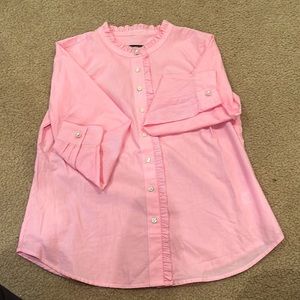 NWOT TALBOTS Pink and White Striped Button Down Size Mp